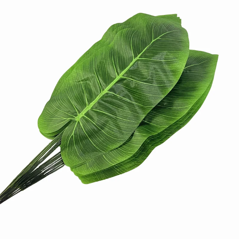 45cm 20pcs Fabric Banana Artificial Plants Leaf Branch Color Print Wedding Home Decor Fake Foliage Diy Floral Green FL7007