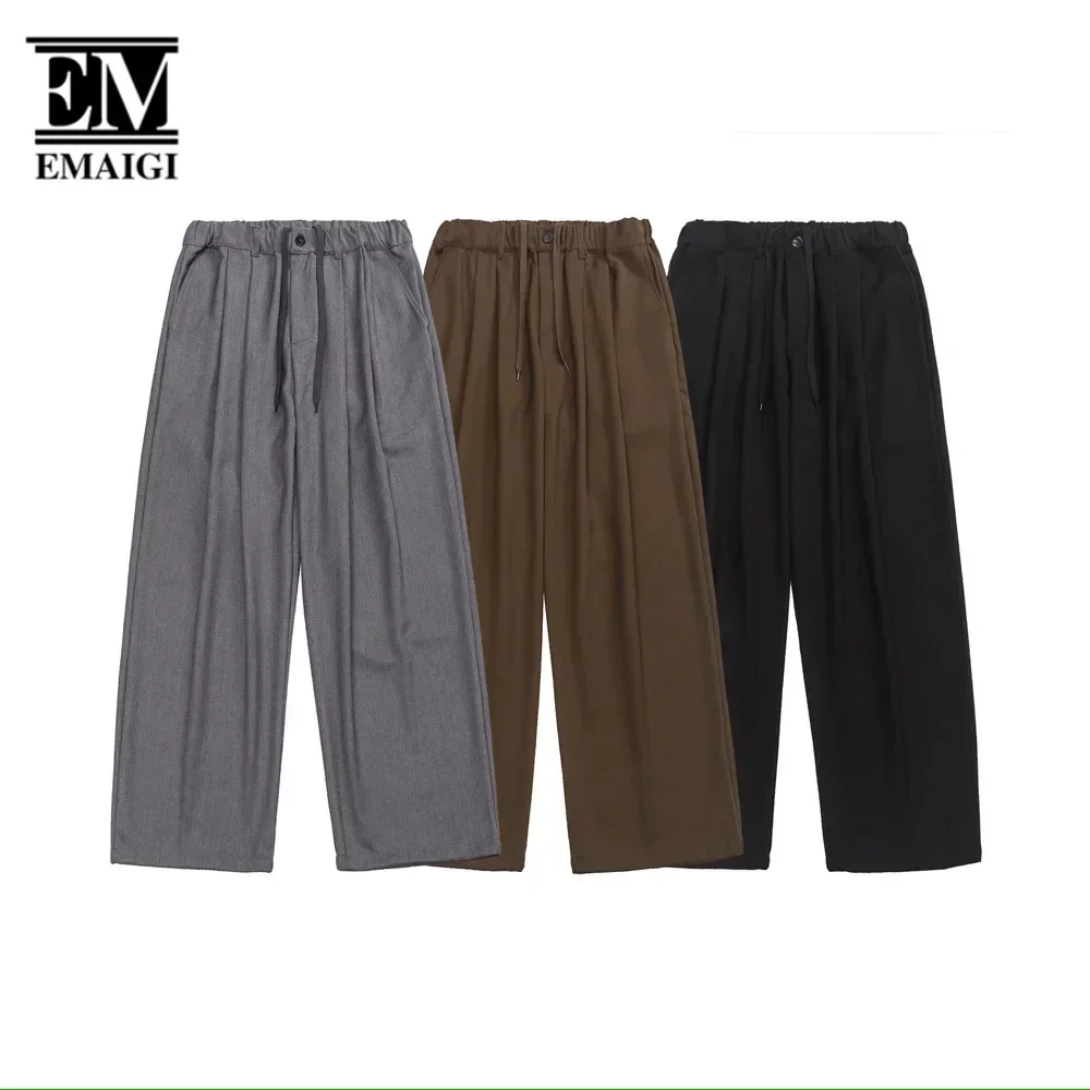 

Men Loose Casual Streetwear Fashion Hip Hop Vintage Wide Leg Suit Cigarette Pants City Boys Baggy Pants Long Trousers