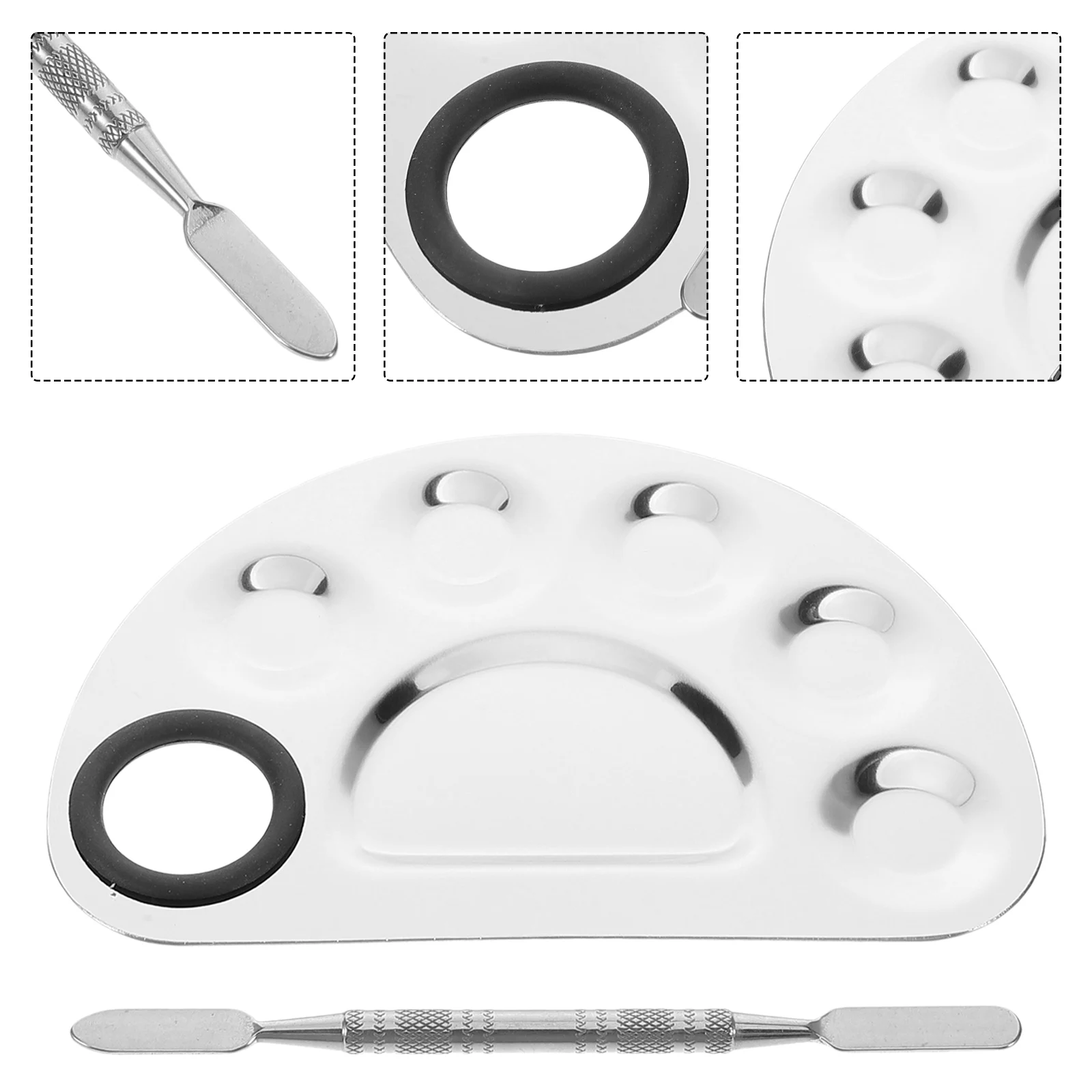 

Makeup Set Stainless Steel Spatula Portable Palette Nail Art Tools Beauty Salon Fine Texture Foundation Mixing