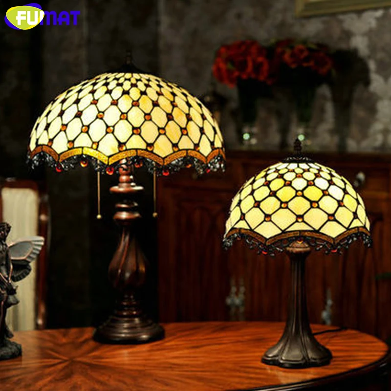 FUMAT Vintage Table Lamp Bedside Table Lamp Living Room Bedroom Decor Table Light Lustre LED Light Home Lighting 12/16/18 inch