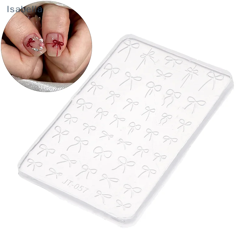 ♥ ♥ ♥ Molde de silicone 3d para arte em unhas, relevo, laço, escultura, placas de estampagem, decoração de unhas diy, modelo de manicure transparente