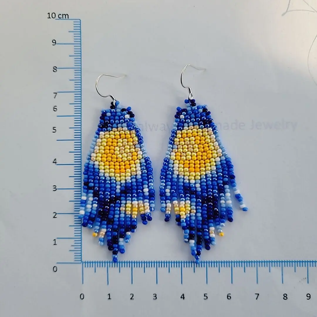 

Van Gogh inspired Beaded Earrings Starry Night Seed Bead Handmade Boho Earring