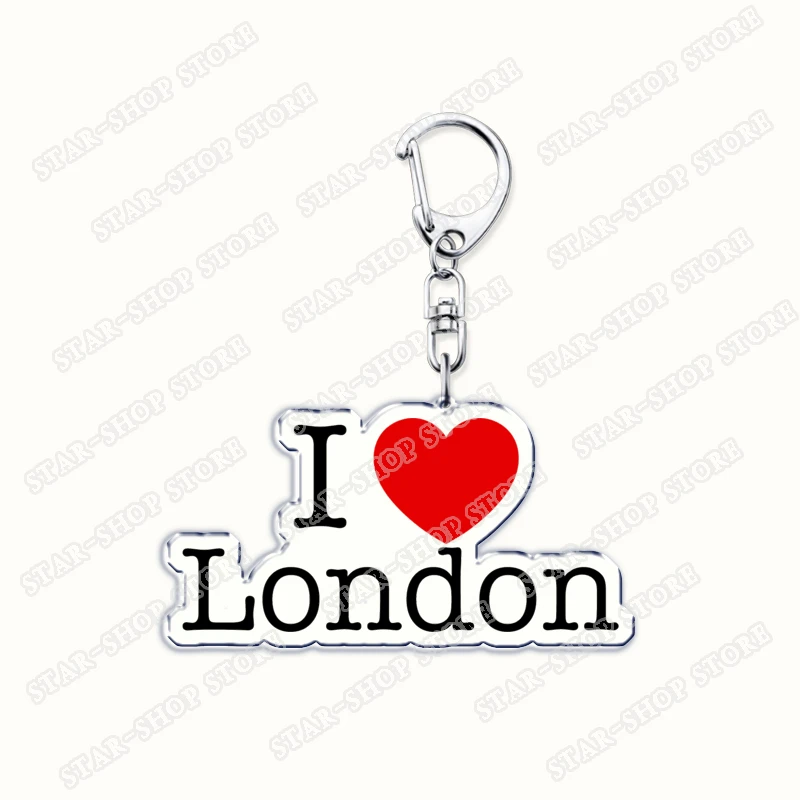 I Love London United Kingdom Keychain Accessories Bag UK England British Big Ben Keyrings Jewelry Fans Freinds Gifts