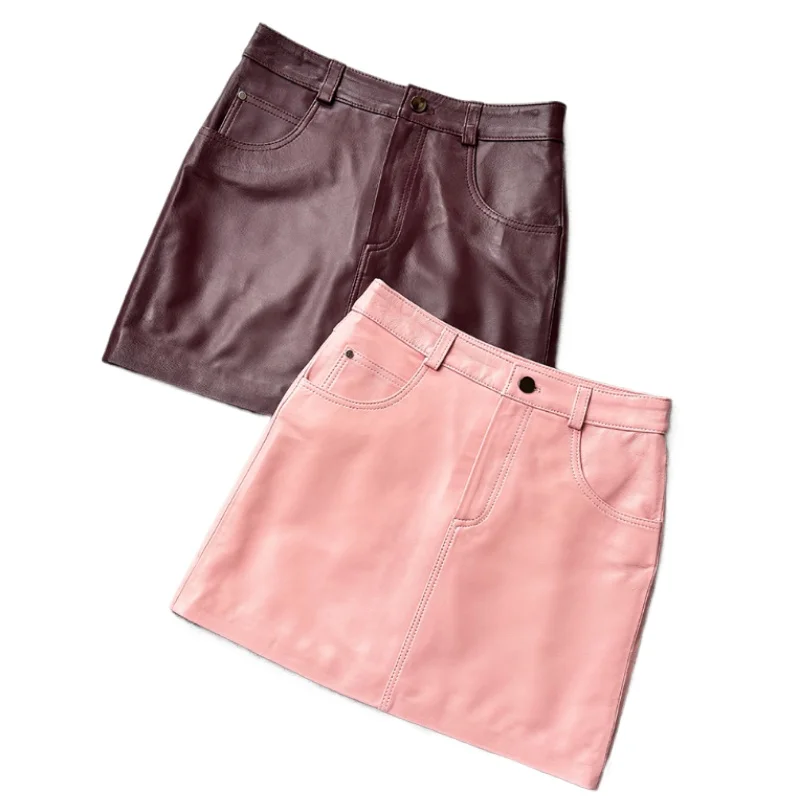 

KMETRAM 100% Top Layer Sheepskin Skirts for Woman Slim Genuine Leather Mini Skirt Autumn Korean Fashion Clothing 2025 юбка шорты
