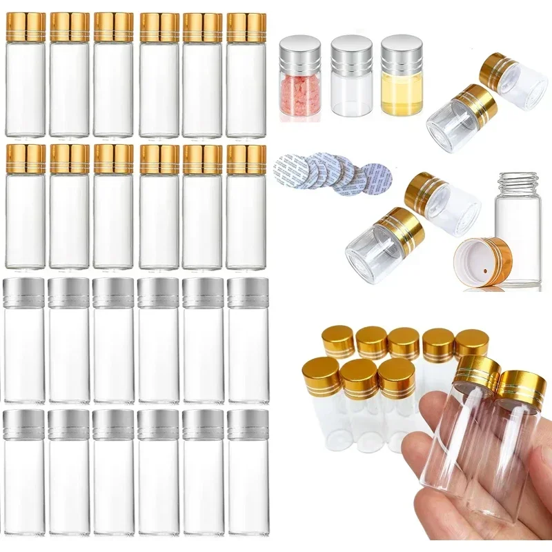 100Pcs Portable 5/8/10/12/15/20/25ml Clear Glass Bottles Gravel Vial Mini Storage Containers For Dried Flowers DIY Decoration