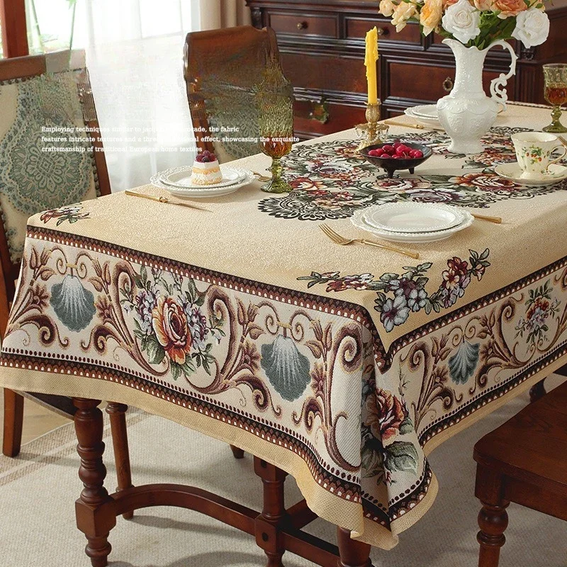 European Style Table Cloth for Home Use Thickened Anti Scald Dining Table Cloth Rectangular Dustproof and Beautifying Decoration