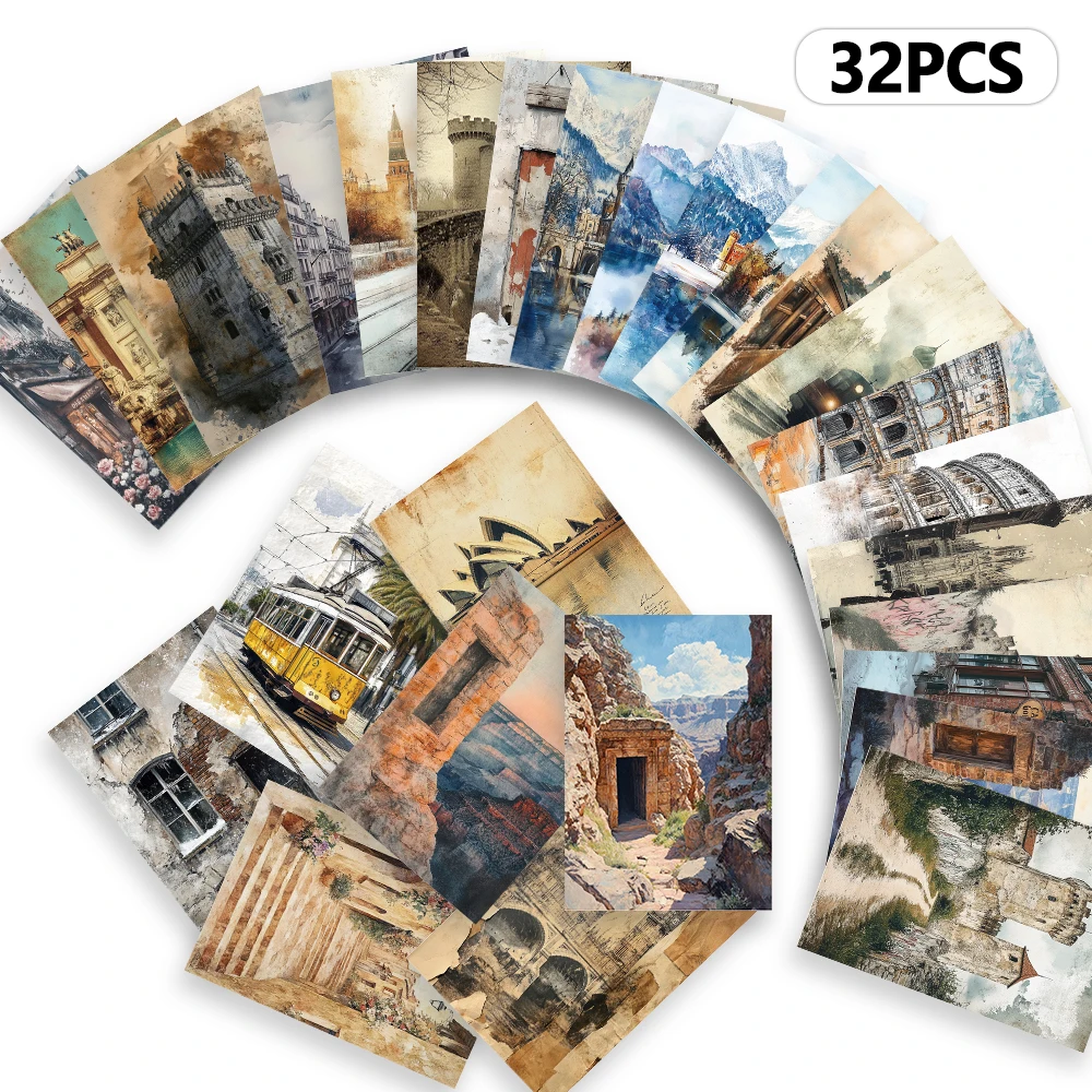 32pcs Vintage European Landmar - Collectible Vintage Greeting Cards ulasan dan harga