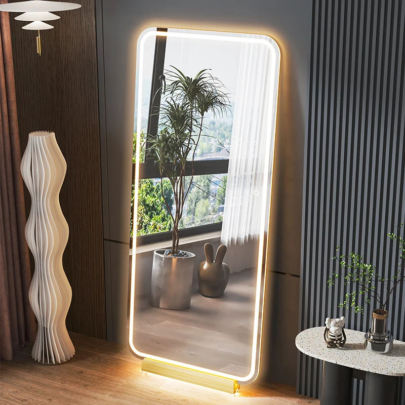 Design Minimalist Mirror Full Body Funky Light Standing Floor Mirror Aesthetic European Bedroom Modern Espelhos Home Decorations