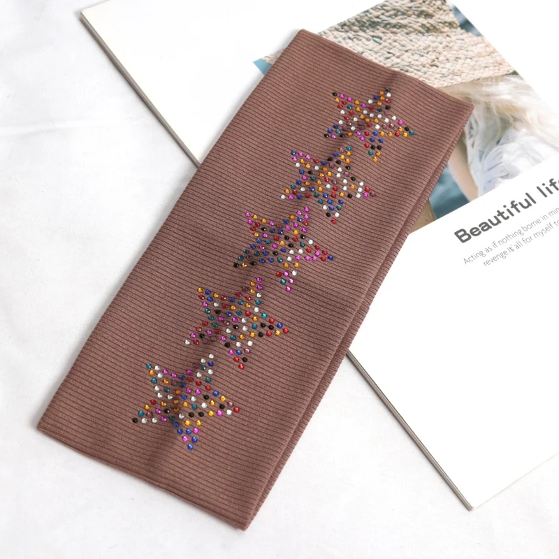 Einfache, modische, schwarze, elastische Haarbänder für Mädchen, rutschfest, weiches Haar-Accessoire, Sterne, Kopfwickel für Frauen, Yoga, Workout, Stirnband – Detail 12