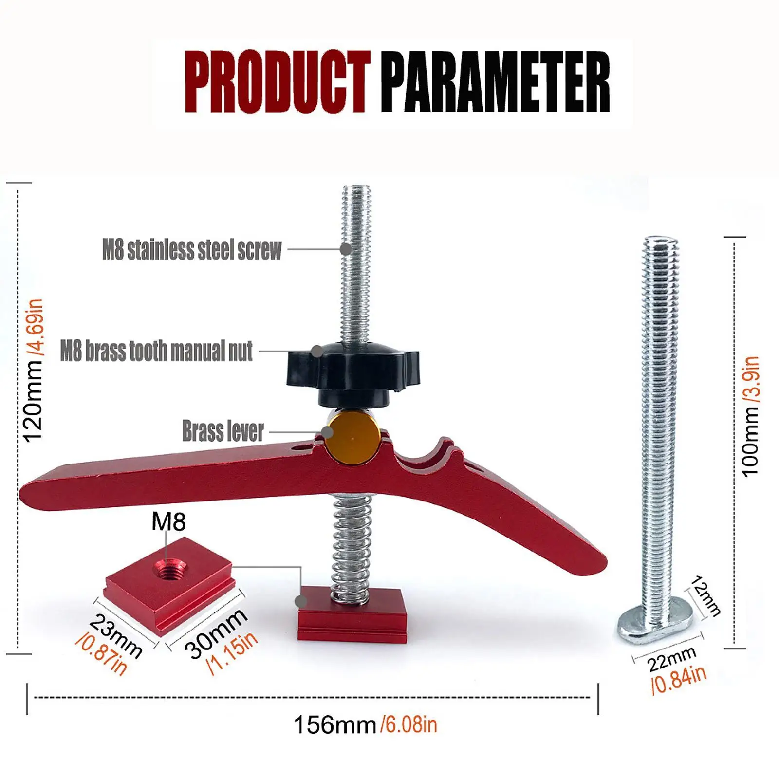 Mini Hold Down Clamp Quick Acting Clamp Adjustment for Woodworking DIY with T Rail Track Slot Bolt Woodworking T Tracks Clamp