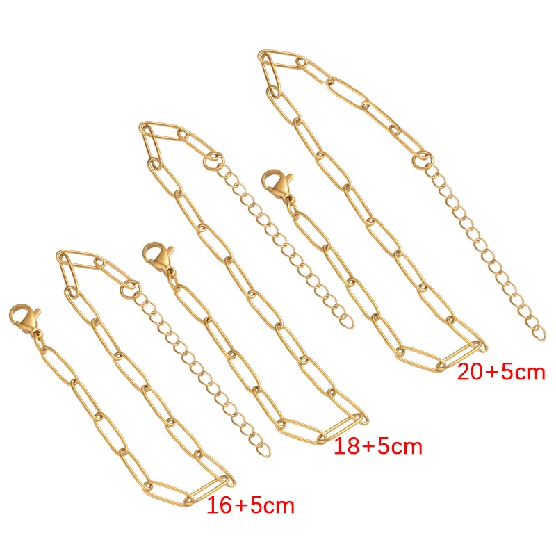 Fnixtar 10pcs Stainless Steel Clip Chain Bracelet Paper Clips Chains Pulseira Wedding Anniversary Jewelry Mother Gift