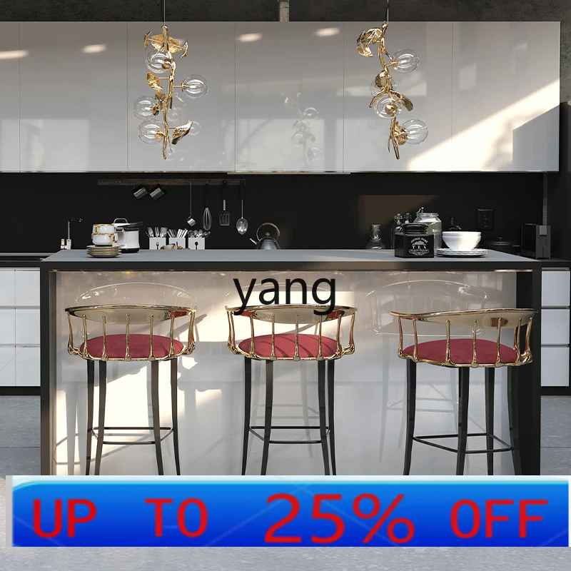 

Ltt Leisure Chair Luxury High Chair Metal Backrest Fabric Art Dining Chair