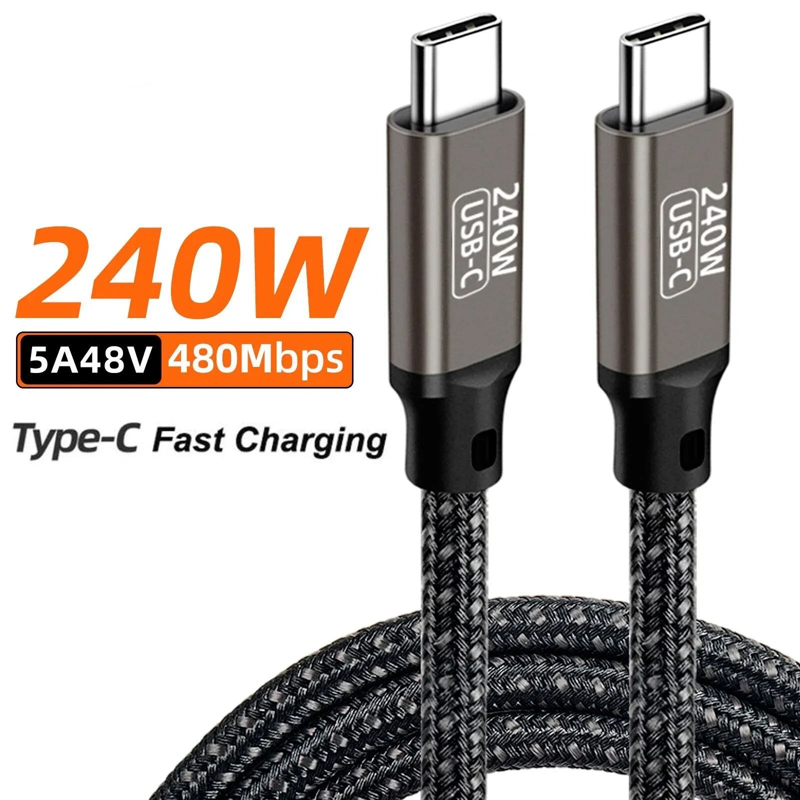 Type C to C PD QC Cable PD 240W 48V/5A Fast Charging Data Transfer USB C Cord for Samsung Huawei Laptop Macbook Air Pro 1m 2m 3m