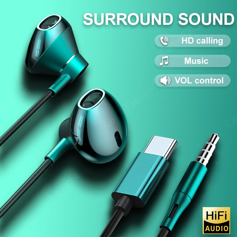 HiFi USB Type C Earbuds with Volume Control