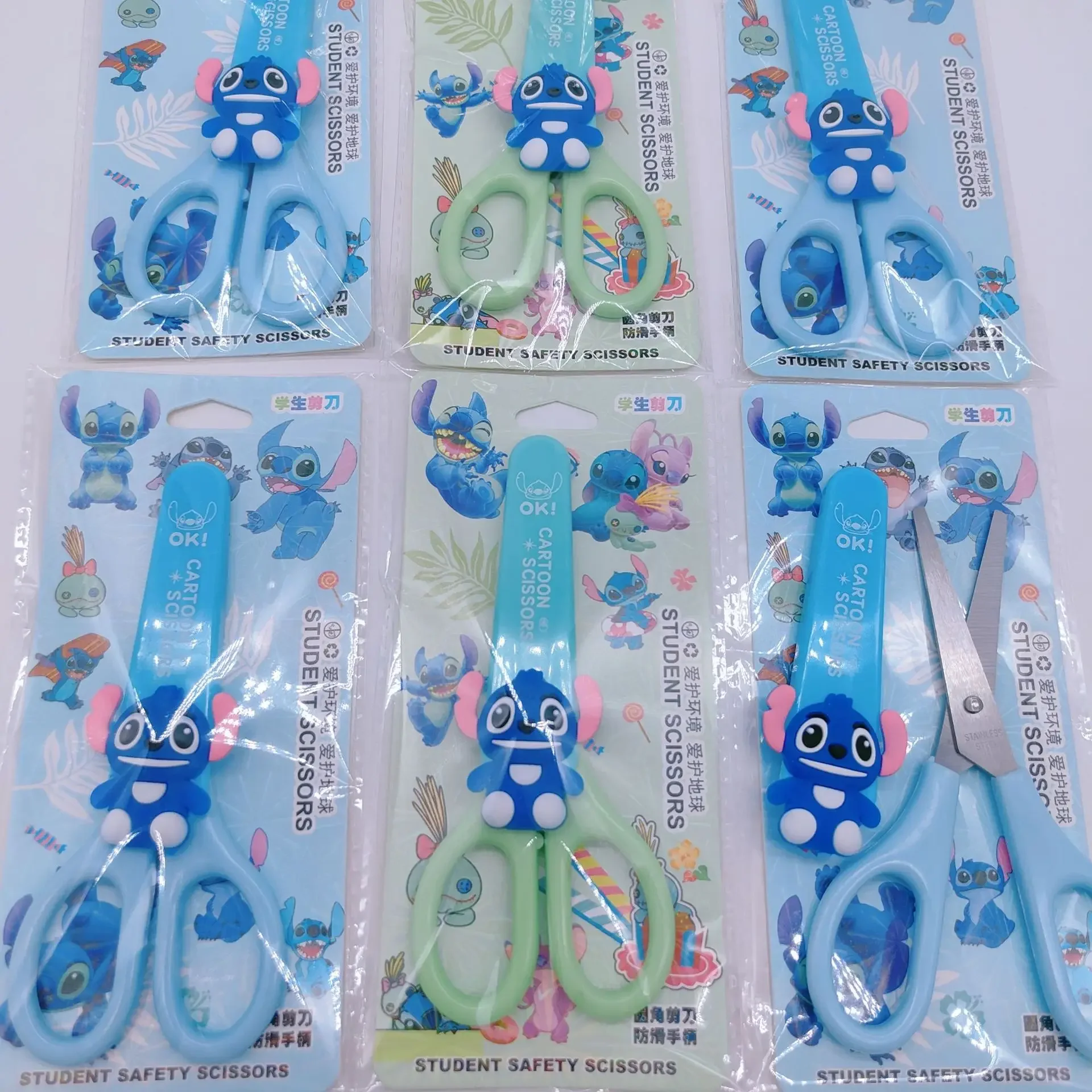 Disney-Tijeras de Lilo & Stitch de dibujos animados para niños, tijeras de silicona para niños, tijeras de acero inoxidable para estudiantes, corte a mano, lindo