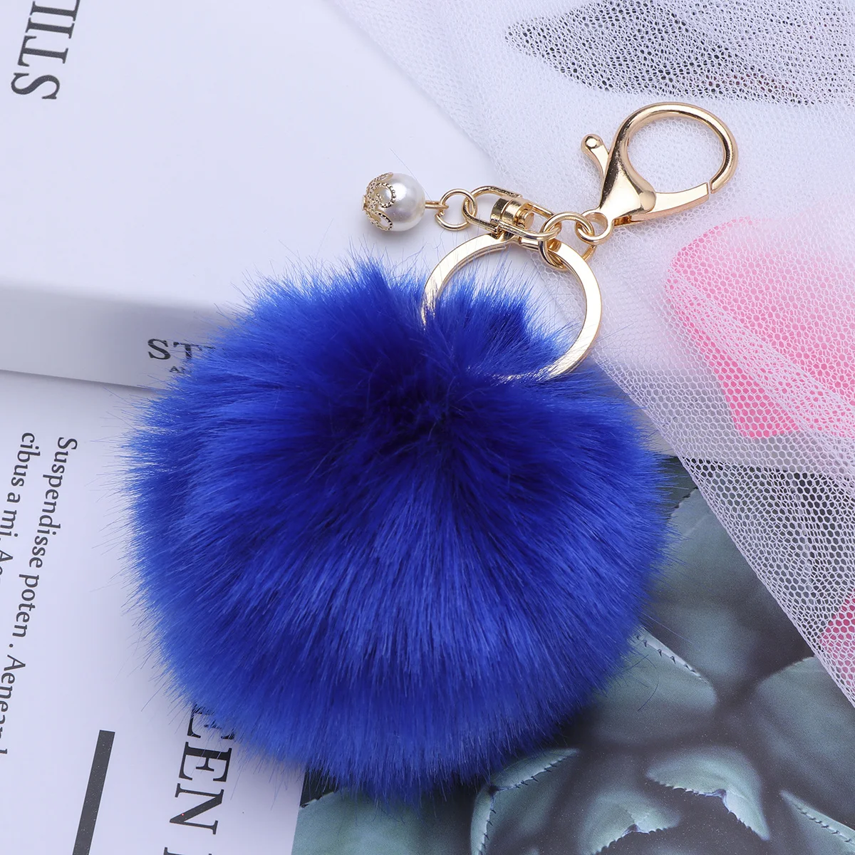 

Ring For Handbag Car Ball Keychain Ball Decor Bag Pendant Balls Bag Pendant Pom Balls Gift Blue