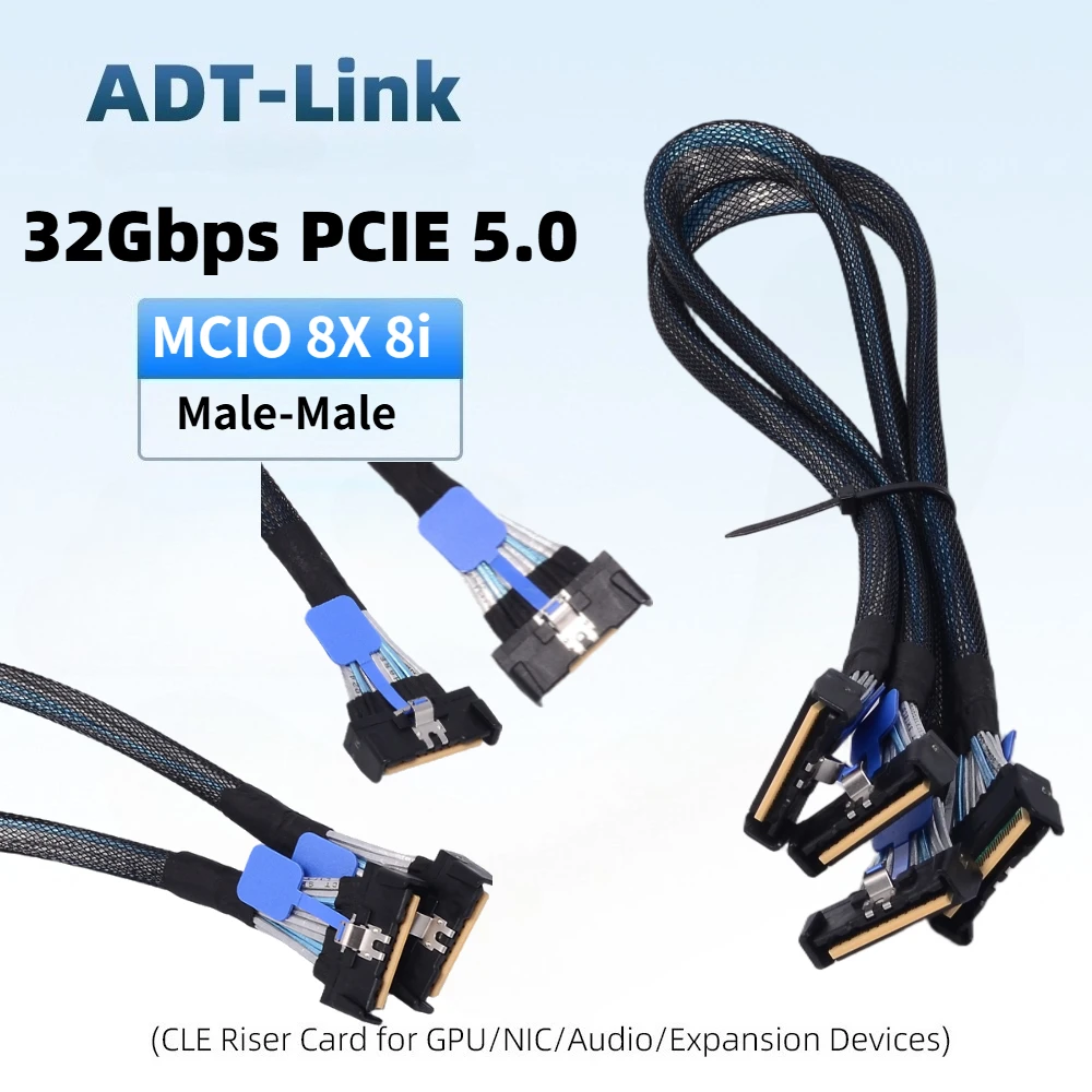 

External Graphics PCIe 5.0 MCIO X8 8i High-Speed Straight Cable MCIO To MCIO 8X 8I Male To Male GPU Cable NVMe PCI-E GEN5 32Gbps