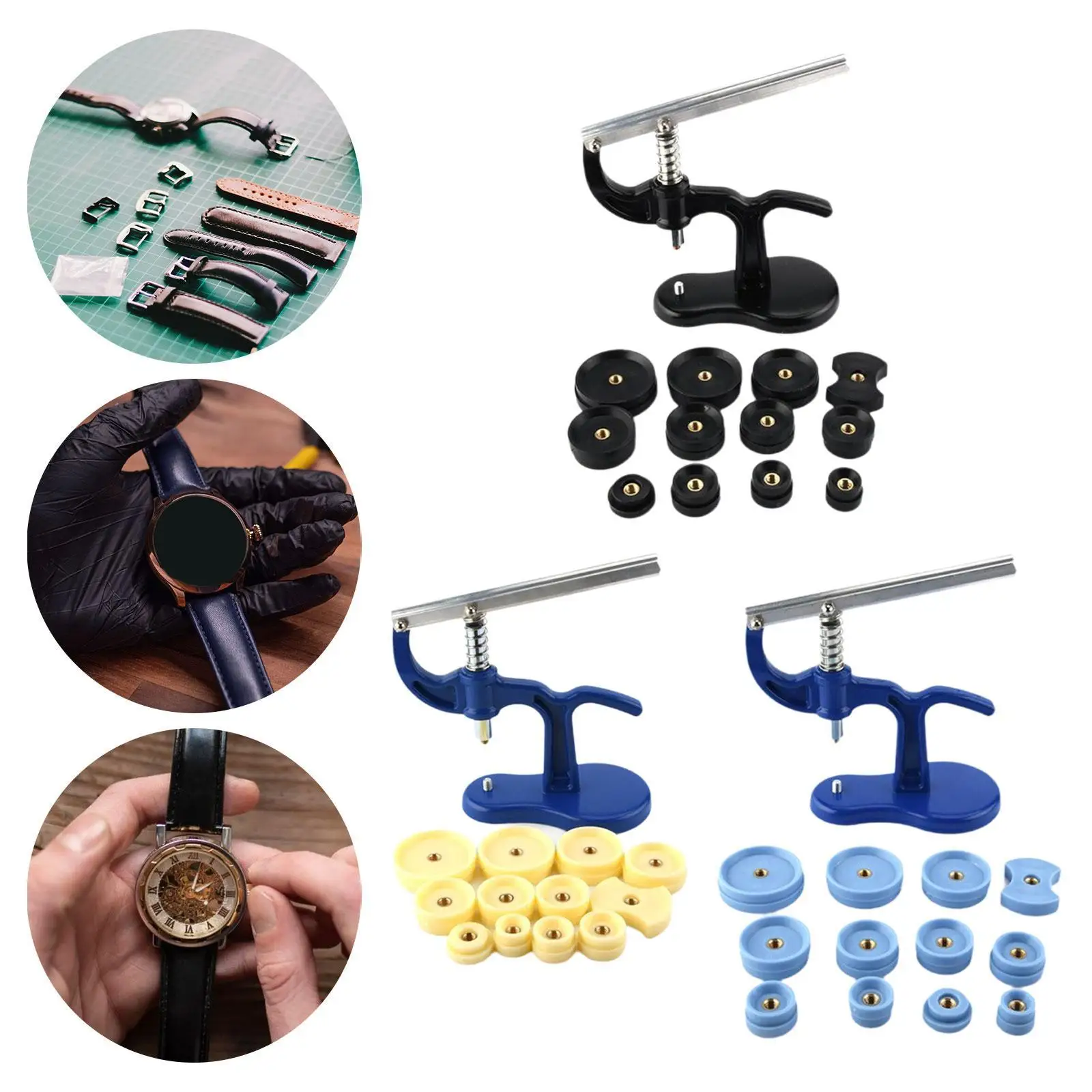 Watch Press Tool Set Back Case Closer Repair Kit for Watch Covers with 12 Dies Wristwatch Hand Tool Watchmaker Fitting Dies