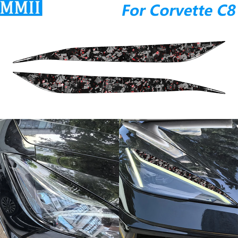 

Для Chevrolet Corvette C8 2020-2025: накладки на фары (реснички) из кованого карбона, аксессуары для автомобиля, наклейки
