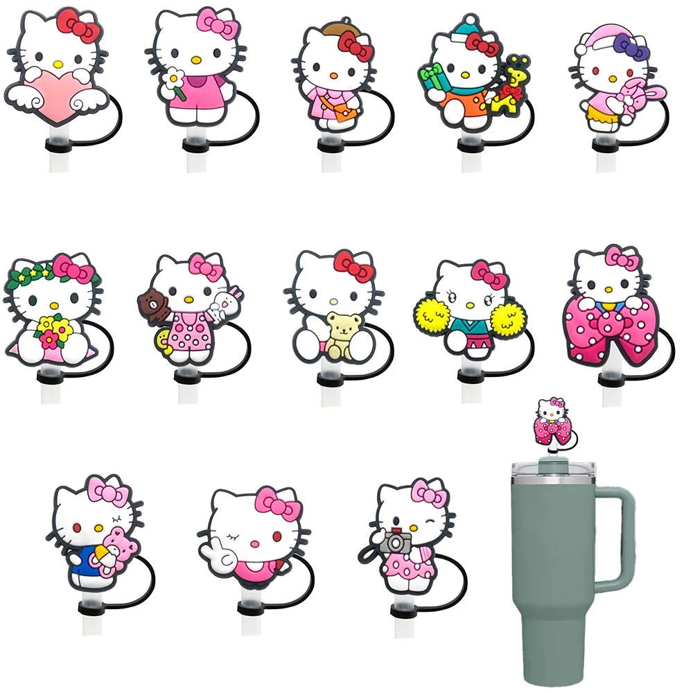 1-25pcs Hello Kitty Miniso With Car thermos cup 30&40Oz Cup10mm Straw Toppers Reusable Dust-Proof Straw Cap