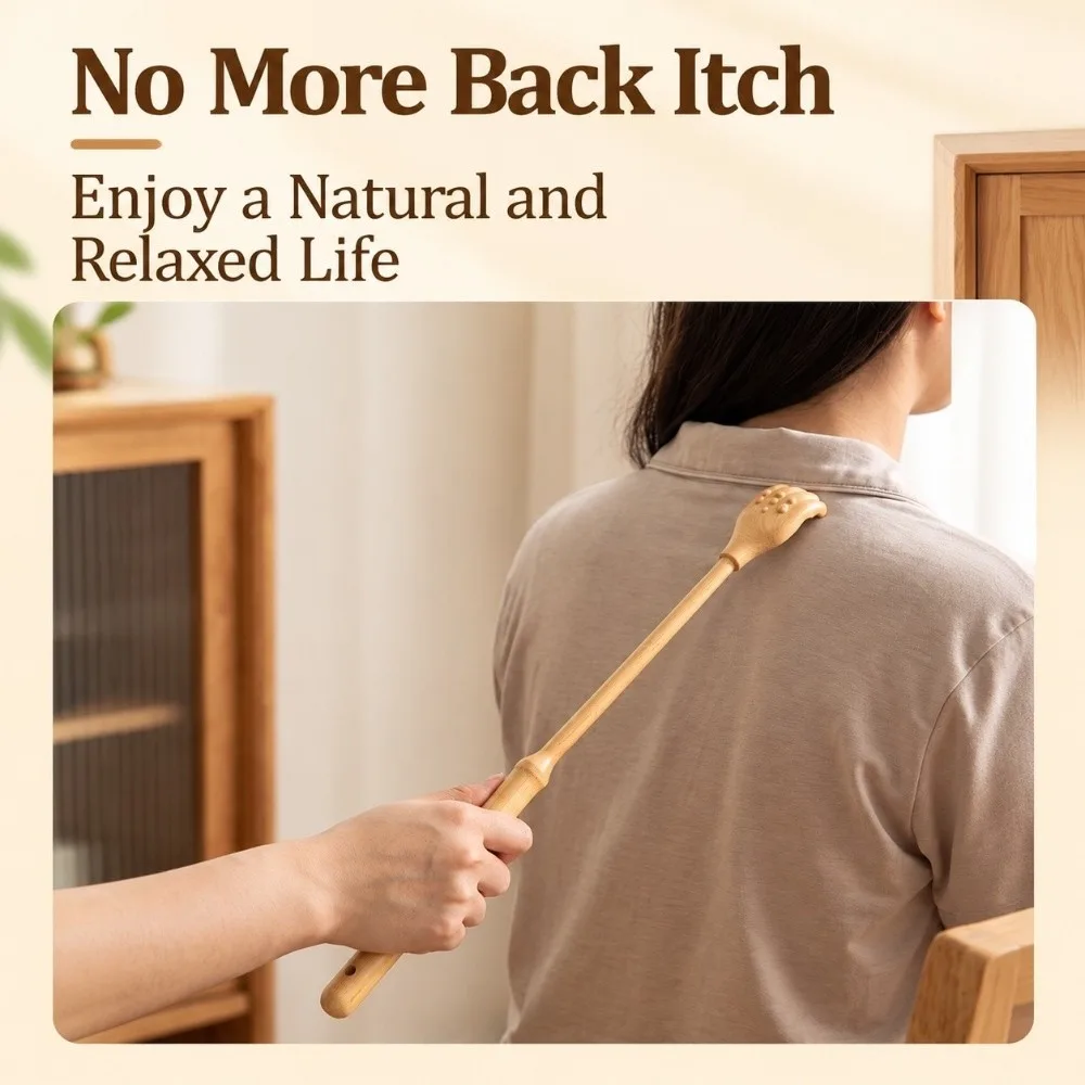 Bamboo Back Scratcher Long Handle Hand Carved Bamboo Back Scratcher Smooth Surface Solid Structure Long Handle Scratcher