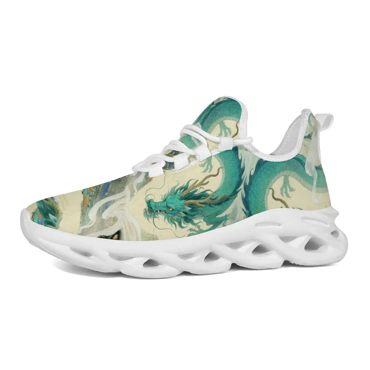 

Unique Design of Casual Running Shoes Brand New Fresh and Color-matched Flying Dragon Breathable Lace-up Sports Shoes