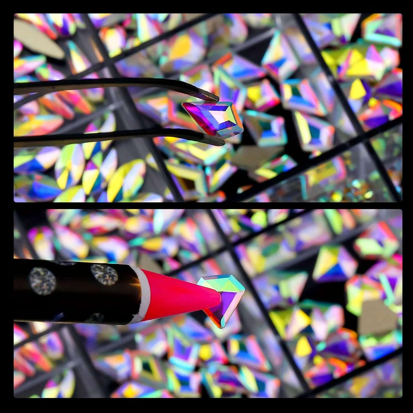 12 Grid AB Pink strass Nail Art Set Flatback e forme assortite decorazioni per unghie accessori per unghie scintillanti per Manicure