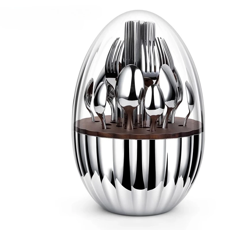 

Silver Dragon Egg Light Luxury Chopsticks Edition Western Tableware Knife and Fork Set Storage Home Decoration Ornament