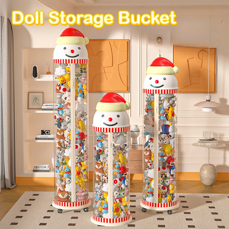 Doll Storage Bucket Zipper Model Plush Toys Transparent Bucket Large Capacity Children's Organizing Basket Doll Storage Basket