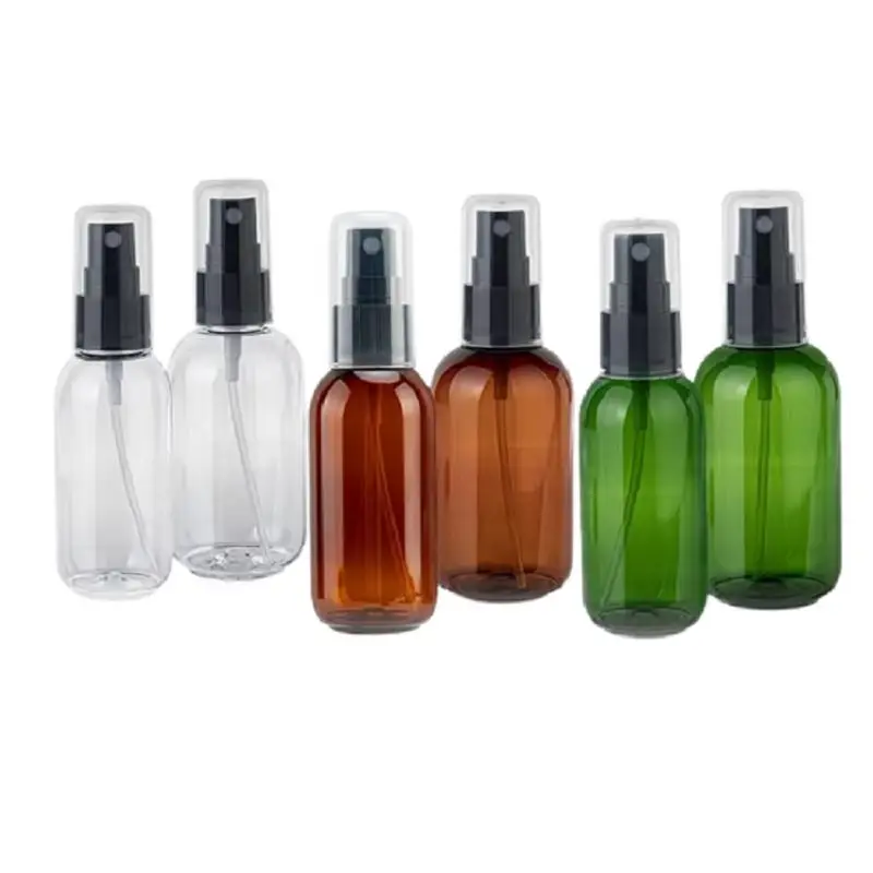 

30Pcs Plastic Bottle 50ml 80ml Packing Empty Round Shoulder PET Spary Press Pump Clear Green Brown Refillable Packing Containers