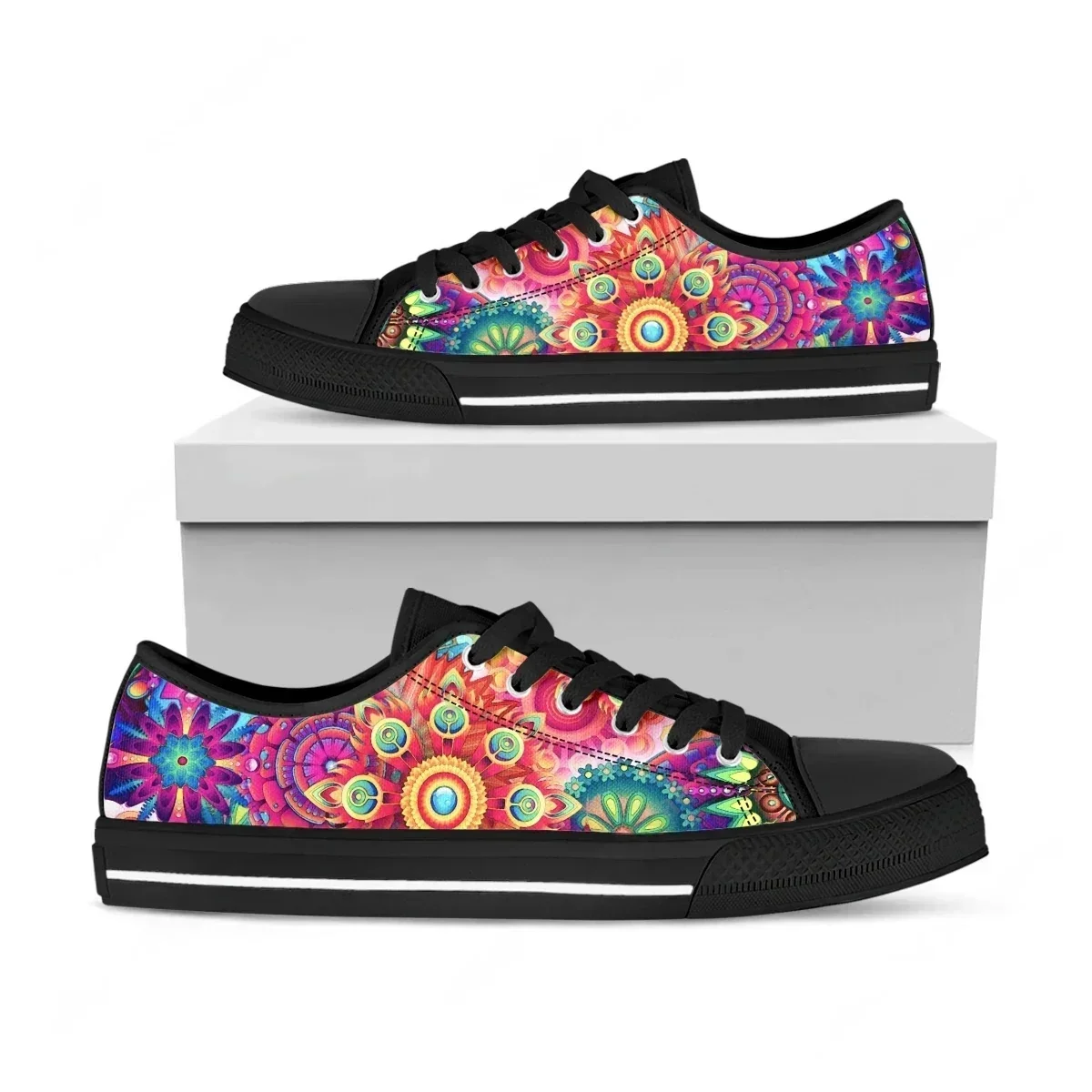 2025 Colorful Mandala Floral Low Top High Quality Sneakers Mens Womens Teenager Canvas Sneaker Couple Shoes Custom Mde Shoe