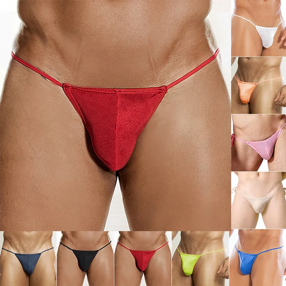 Men\'s Thong Erotic Panties Sexy Bulge Pouch G-strings Thongs Solid Color Low Waist Gay Jockstrap Erotic Lingerie Briefs Panties