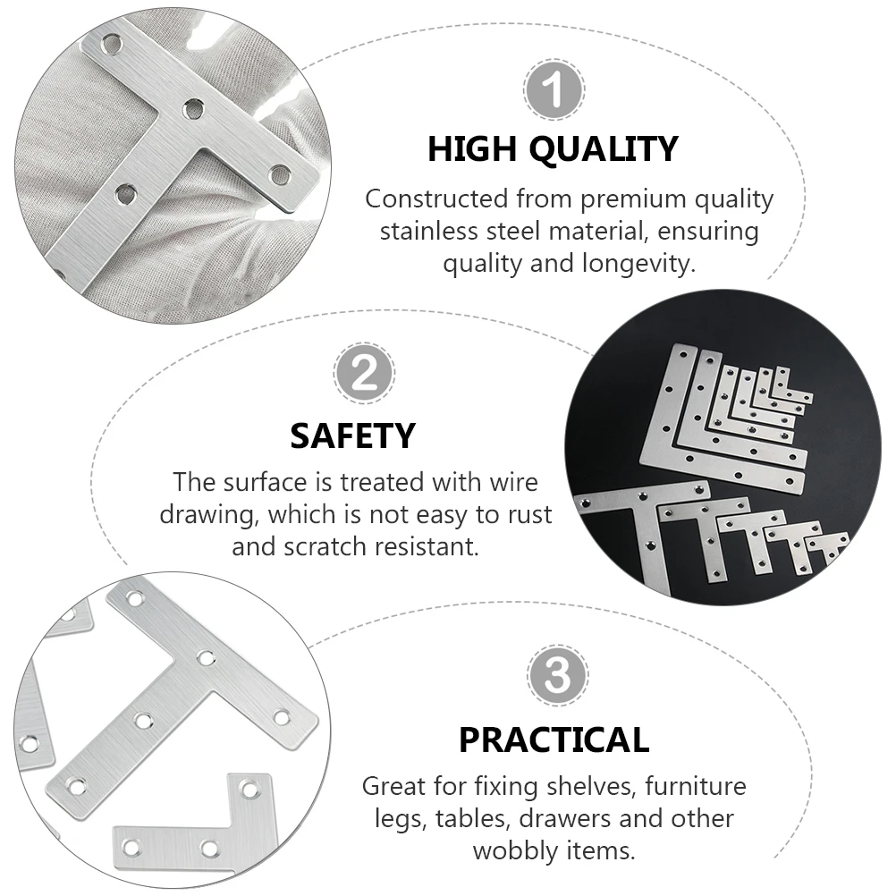 20 قطعة T نوع قوس الزاوية الفولاذ المقاوم للصدأ شقة إصلاح لوحة ل الأثاث إصلاح الأقواس تركيبات الأجهزة T شكل هدفين #5