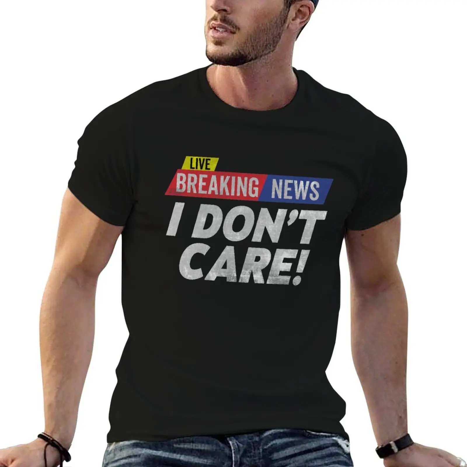 Retro Vintage Breaking News I Don’t Care T-Shirt Cool Feeling Summer Tee Shirt
