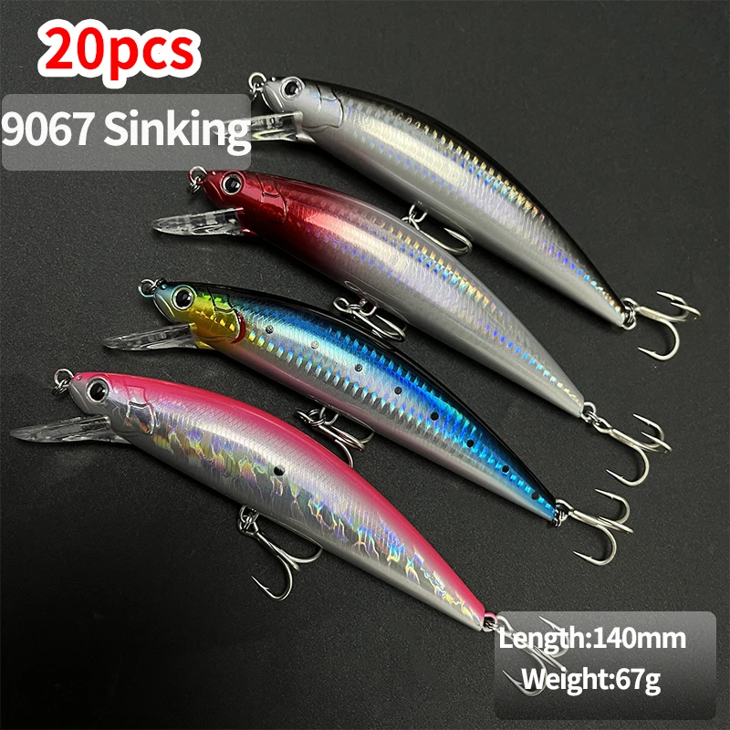 

20Pcs 140mm 67g Heavy Sinking Minnow Fishing Lures Set Pesca Wobbler Artificial Hard Baits for Seabass Long Casting Swimbait