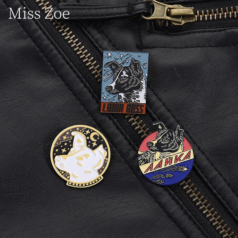 

Courageous Exploring Dog Enamel Pins Star And Rocket Elements Brooches Pioneer In Space Exploration Badges Jewelry Gift For Kid