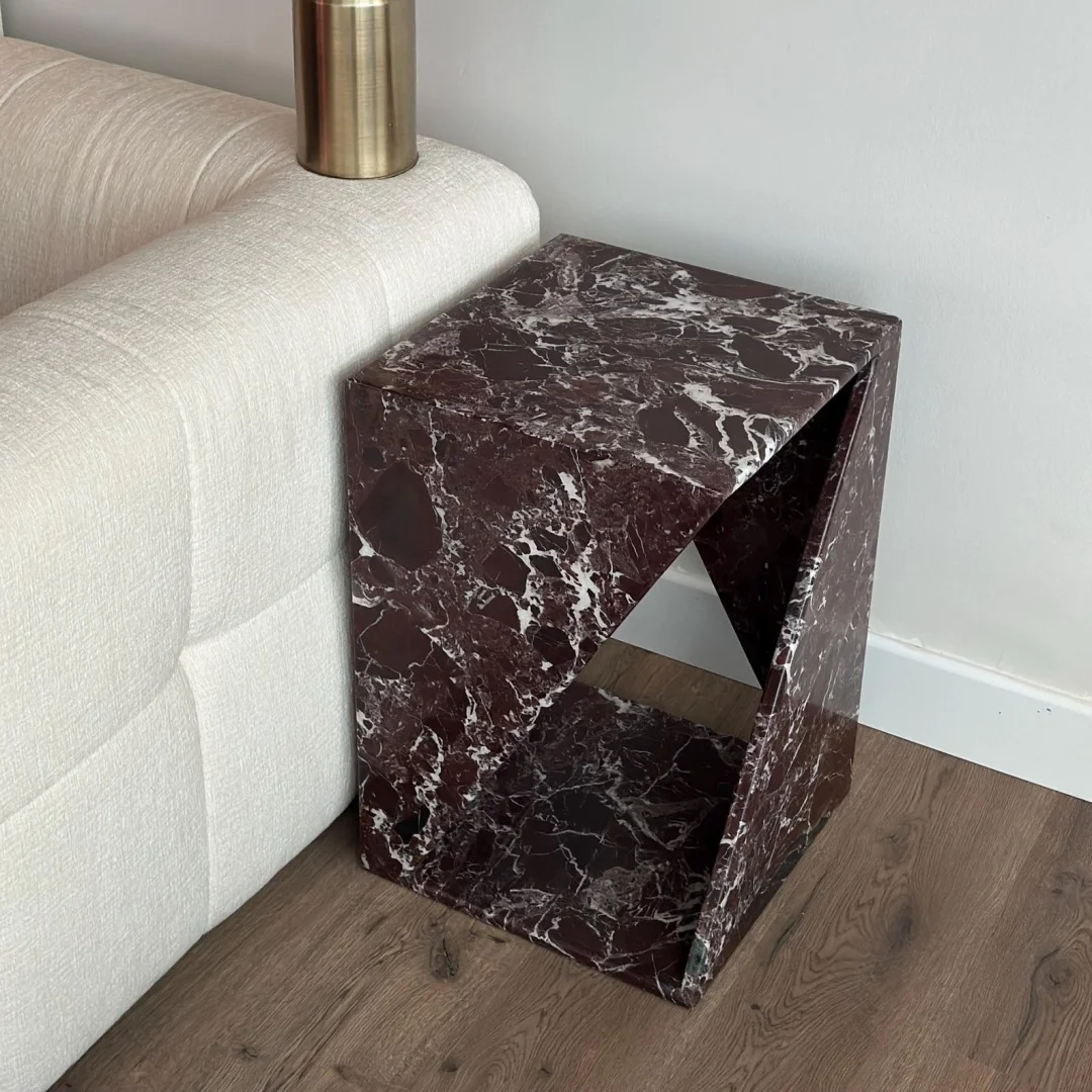 Modern Luxury Natural Marble Side Table Design Home Furniture Multi-Colored Table Luxury Stone Pillar Marble Base Side Table