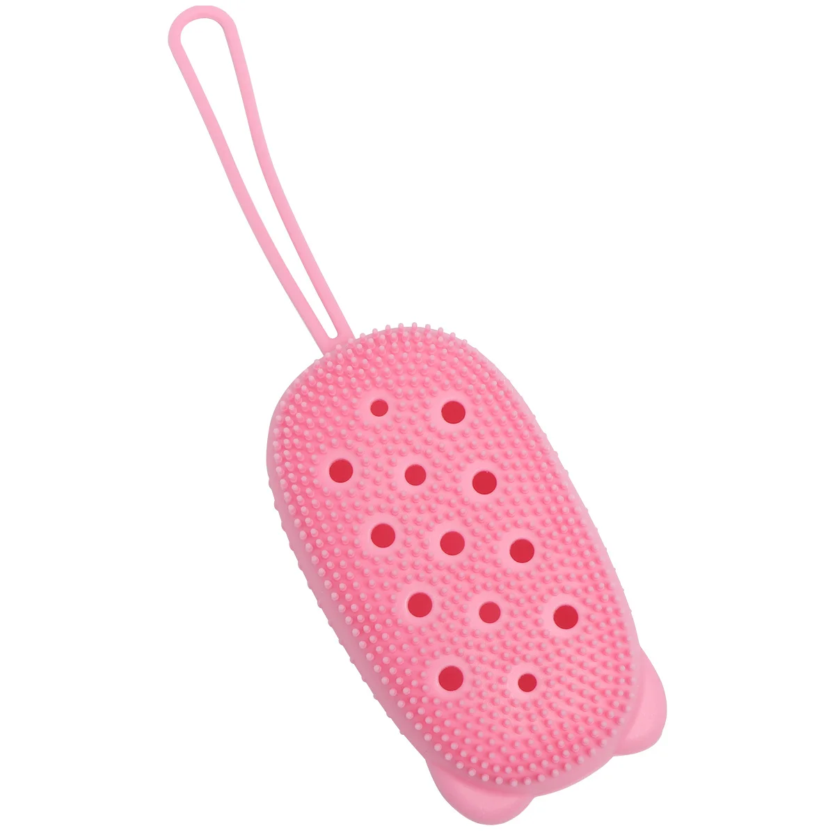 

Bath Scrubber Brush For Shower Deep Cleansing Exfoliating Body Care Tool With Soap Storage Portable Silicone Back Washer Red