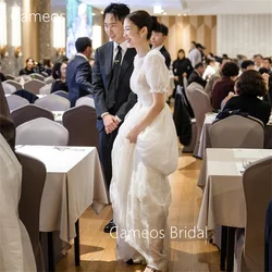 SONDR Korea O-Neck Polka Mesh Wedding Dress Customized Formal Bride Dress Ivory 웨딩드레스  A-Line Puff Sleeves Wedding Gown Bridal