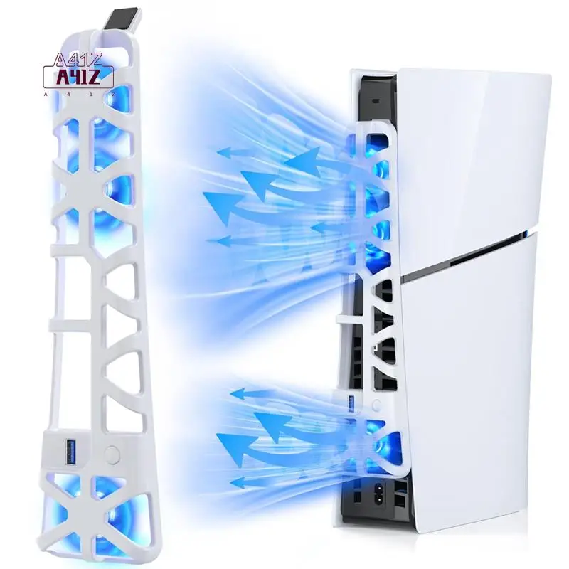 

A41Z-Cooling Fan For PS5 Slim Console, Quiet Cooling System With Memory Function And LED Light, Cooler Accessories
