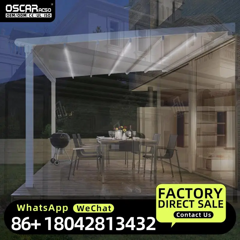 Wholesale Motorized Retractable Sun Shading Pergola Awning Roof for Outdoor Terrace in US Europe Retractable Canopy Pergola