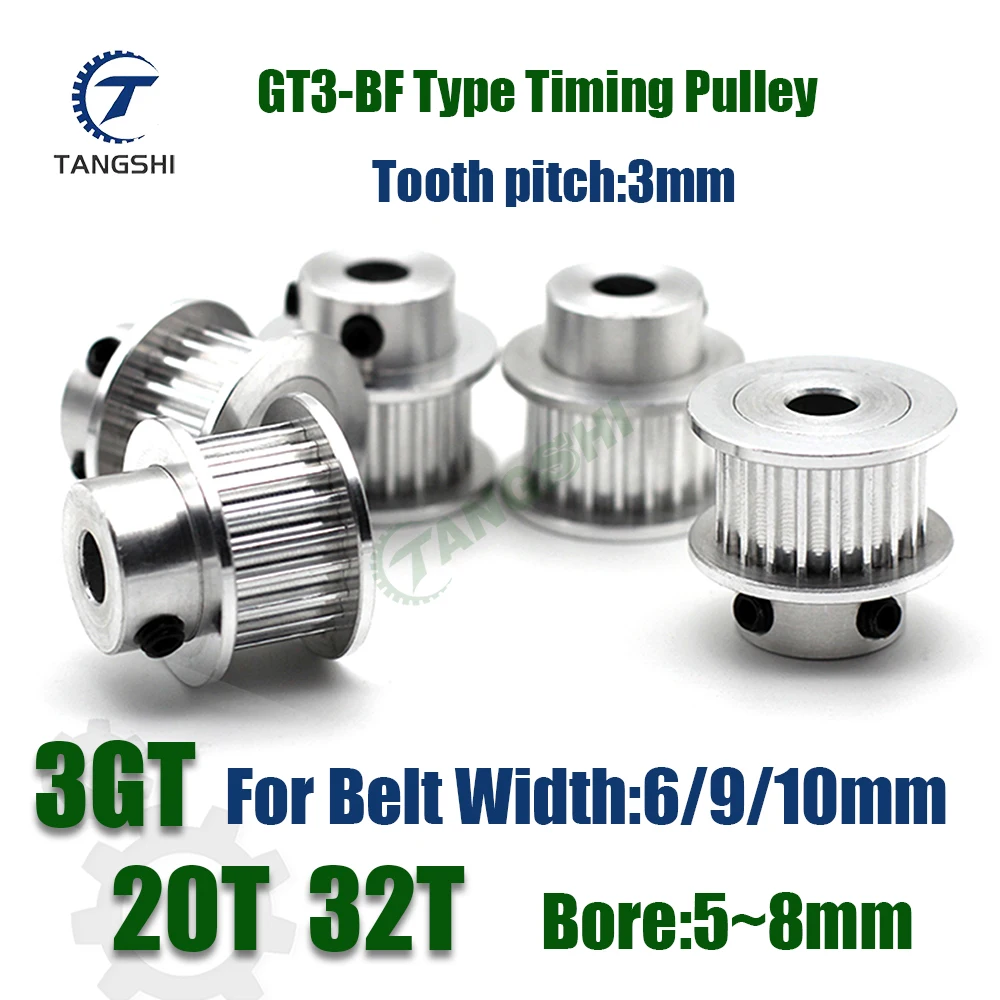 GT3 20Teeth 32Teeth Timing Pulley Bore 5/6/6.35/8mm For Belt Width 6/9/10mm Synchronous Wheel Timing Pulley 3GT 20Teeth 32Teeth