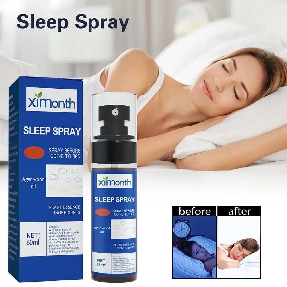 Sleep Mist Ebony e Agarwood Spray, Spray do sono para o sono, Queda AsnuFast, Aromaterapia para quarto, Spray de sono profundo de linho, S6H2, 60ml