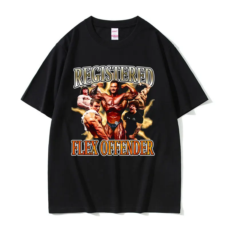 Registered Flex Offender Graphic T-shirts Men Women Casual Oversized Geek Fitness T Shirts Funny Workout Bodybuilding T-shirt