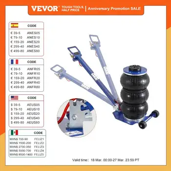 Vevor jack pneumático de 3 toneladas/5 ton, saco triplo, jack de ar, elevação rápida, resistente, reparo de carro, haste dobrável, jacks com duas rodas
