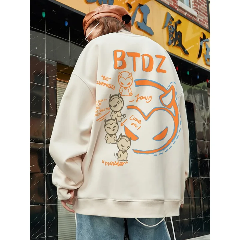 

Новая осенне-зимняя толстовка с круглым вырезом и 3D-принтом Little Monster, без верха, теплый односторонний бархатный топ, модный