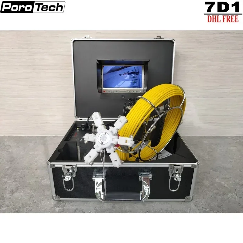 

7D1 7" LCD 23MM Sewer Drain Pipeline Endoscope Camera with Pulley Professional Pipe Sewer Inspection Tools with DVR function