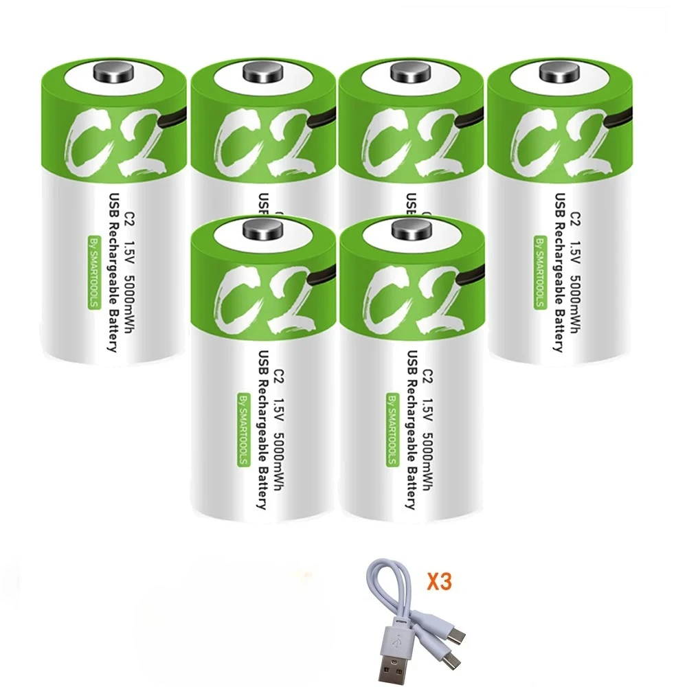 1.5V 5000mWh LR14 C-formaat Li-po oplaadbare batterij Type-C Ultrasnel USB-opladen lithiumbatterij voor zaklamp gasfornuis