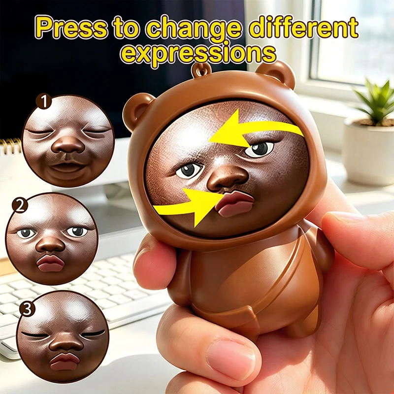 Gugu Gaga Face Changing Keychain Cartoon Penguin Facial