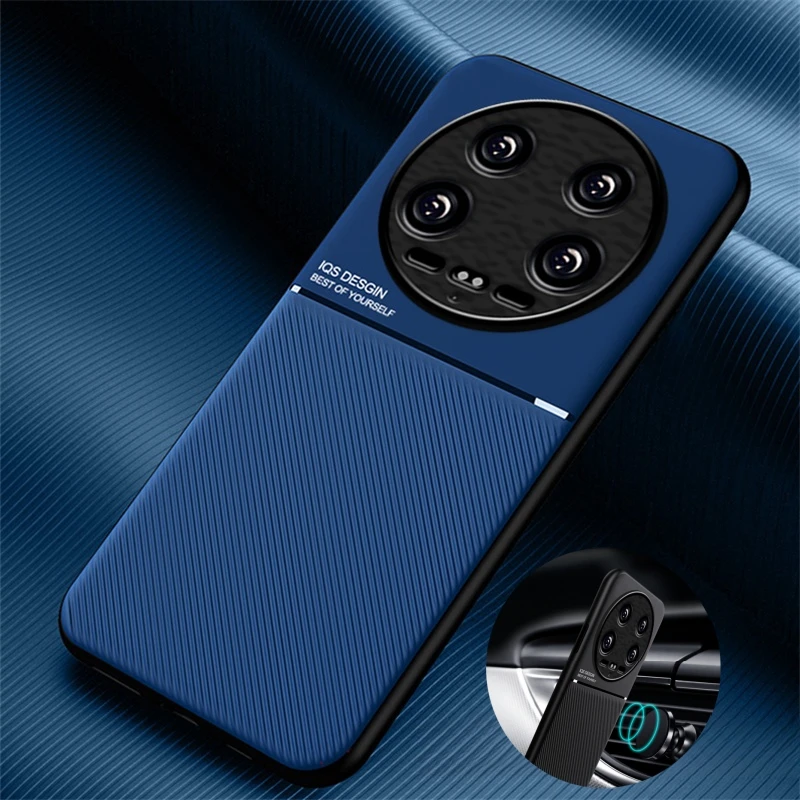 For Xiaomi 14 Ultra 5G Case Car Magnetic Holder Leather Back Cover For Xiomi Mi 14 Xiaomi14 Ultra 14Ultra Silicone Protect Coque